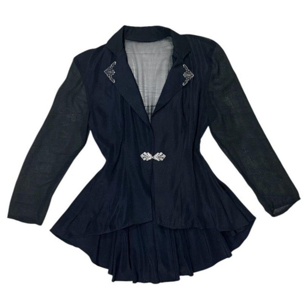 Vintage 80s Addiction Blazer Whimsigoth Sheer Peplum Shirt Fairy Sz Small 90s